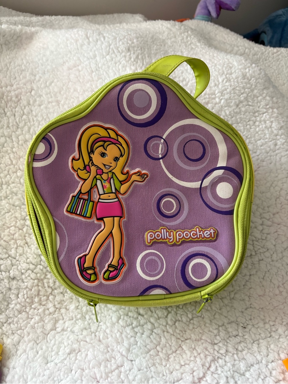 Polly Pocket Kids Purple & Lime Carry Case with dolls and clothes